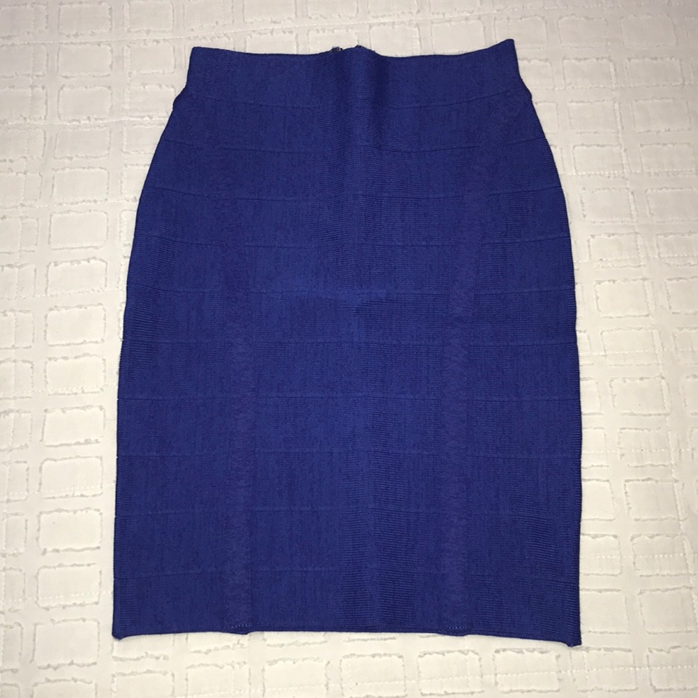 Blue Ottoman-Stitch Bandage Skirt